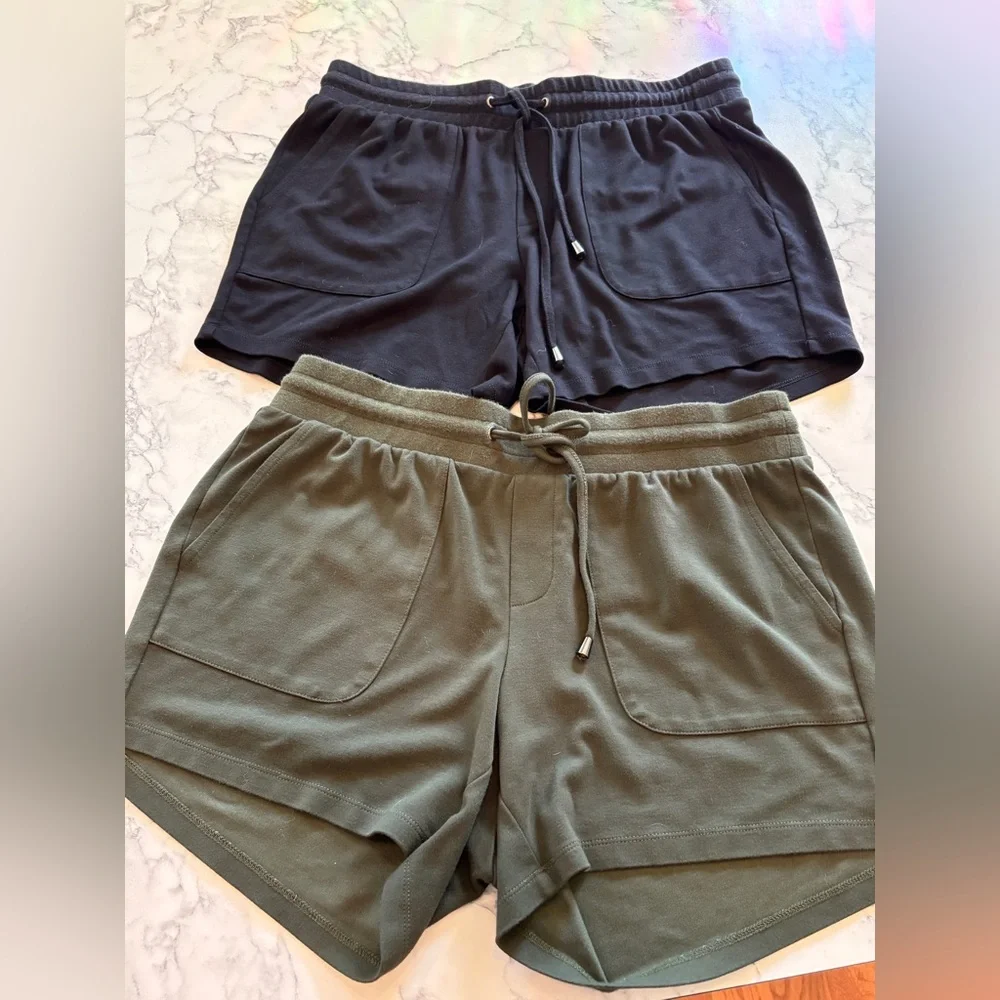 BUNDLE OF 2 - Torrid Drawstring Stretchy Shorts, Size 00X M/L 10 Black and Olive - Picture 2 of 10